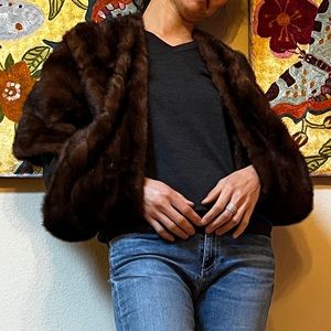 Vtg Long-Haired Beaver Fur Shawl Wrap Stole